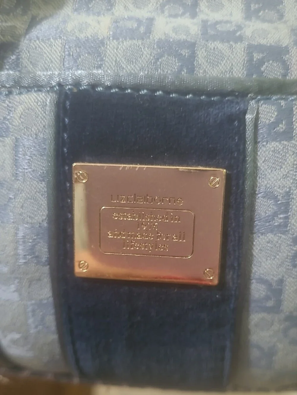 Liz Claiborne Vintage Blue Monogram Shoulder Bag